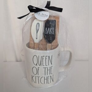 Rae Dunn Queen Of The Kitchen Mug And Utensil Set Double Sided NWT